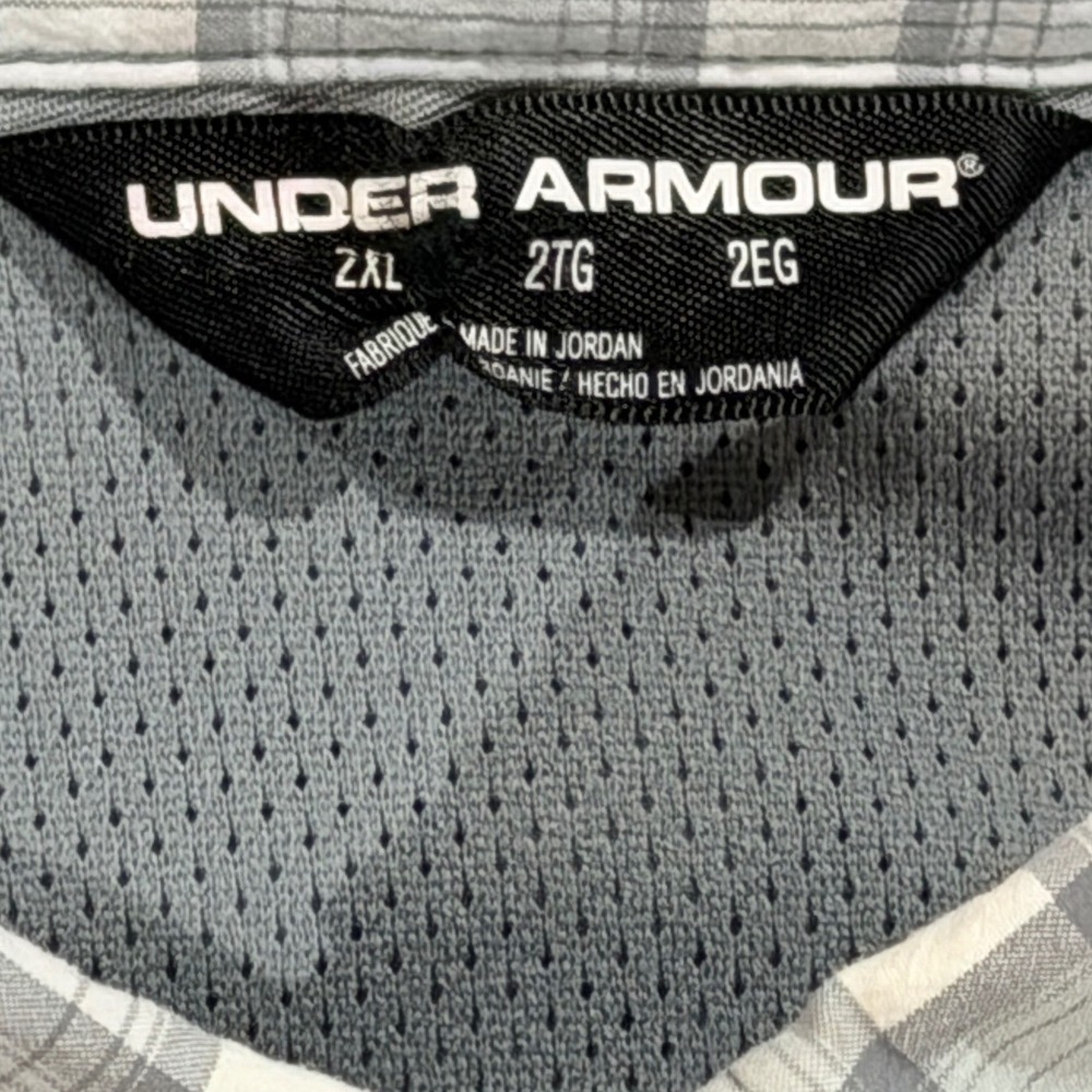 Under Armour Fish Hunter Plaid Long Sleeve Shirt Grey White 1290746 Mens 2XL - Picture 2 of 8